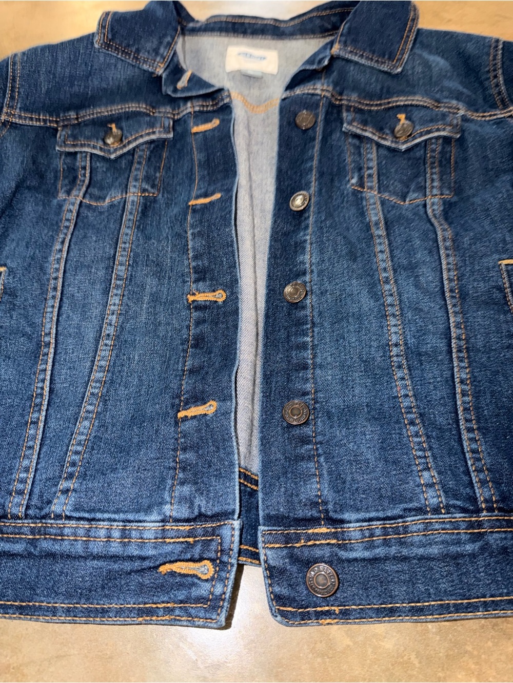 Old Navy Denim Jean Jacket Dark Wash Trucker XL Classic Fall Photos Game Day - Picture 3 of 10